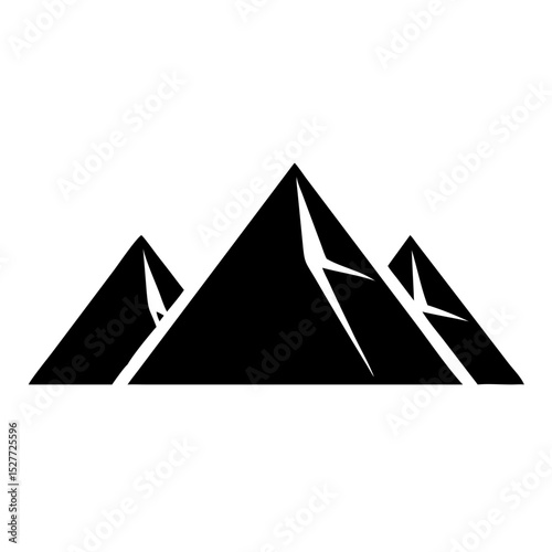 Black pyramids in geometric style representing ancient monuments  