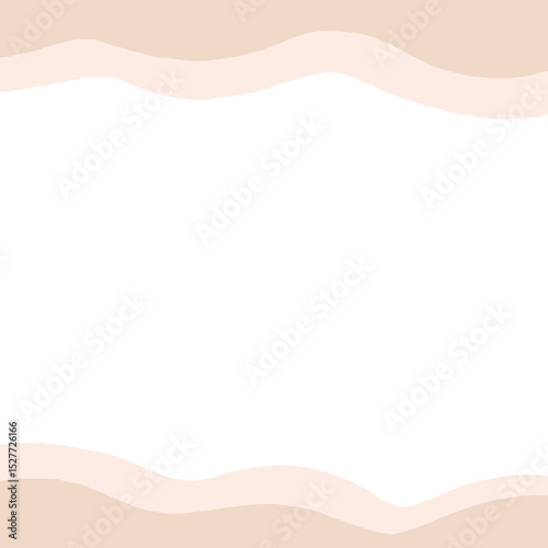 波模様の水彩背景素材・ベージュくすみカラーのフレーム