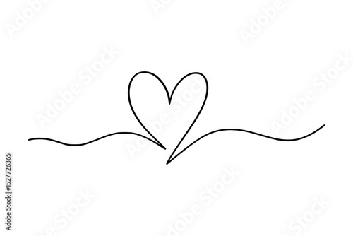 Heart. Abstract love symbol. Continuous line art drawing vector illustration isolated on a white background