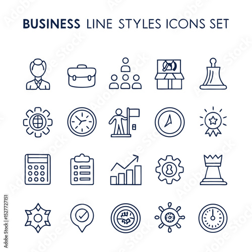 Business and Management Line Style Icons Set for Web and Mobile