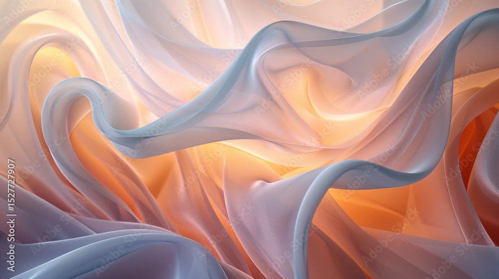 Fototapeta premium Abstract folded silk fabric with luxurious light play and soft drapes.