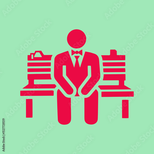 icon of a man sitting on a bench waiting