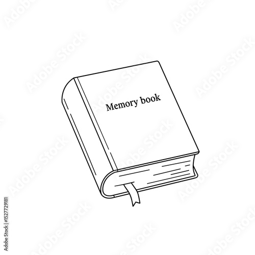 Memory book with title on cover, one line drawing for memorial service