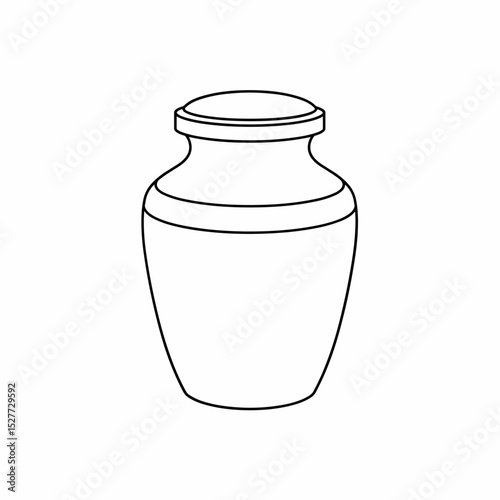 Cremation urn – one-line funeral illustration on white background