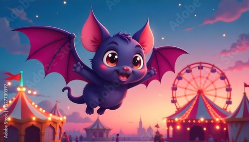 A cute cartoon bat vector.
