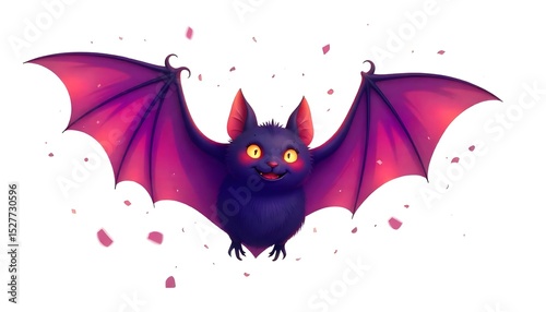 Cartoon bat illustration, isolated on a white background.