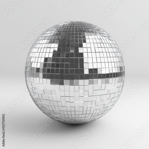 Silver Disco Ball Isolated on White Surface.