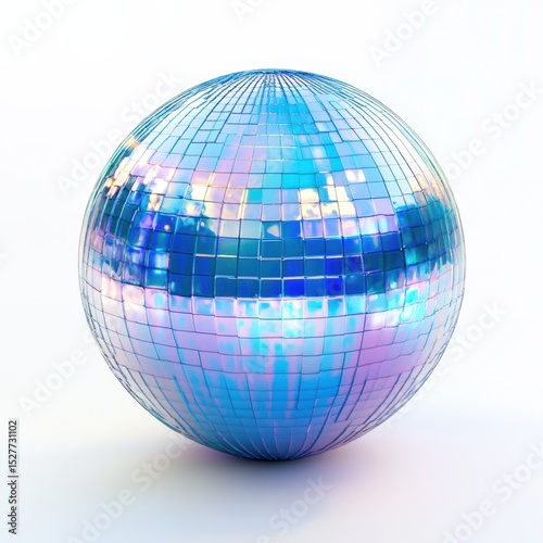 Blue Disco Ball Isolated on White Surface.