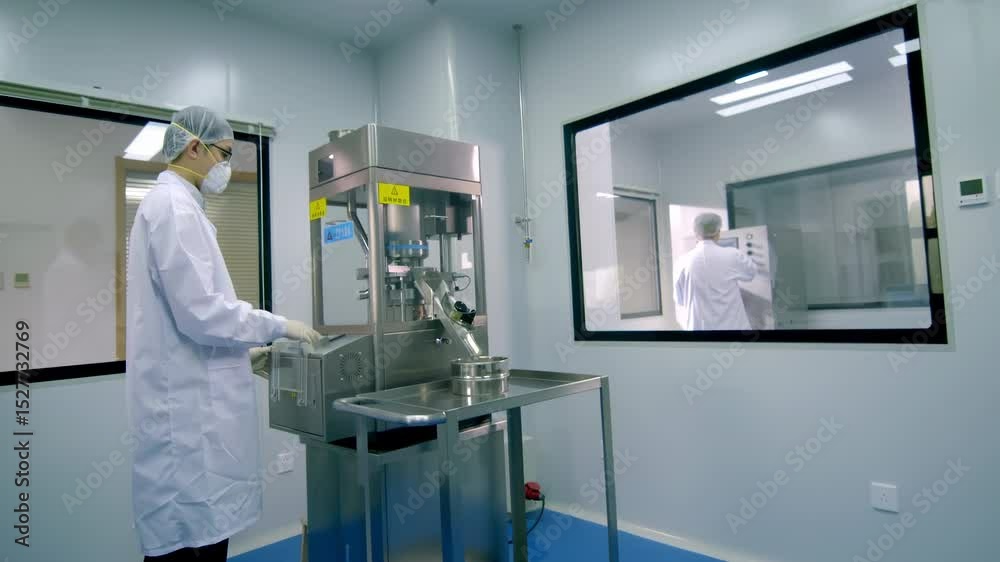 Scientists or technicians Observing Experiment with liquid Samples into Analyzer Medical Machine. Scientist Works with Modern Medical Equipment in Pharmaceutical Laboratory Scientists or technicians Observing Experiment with liquid Samples into Analyzer Medical Machine. Scientist Works with Modern Medical Equipment in Pharmaceutical Laboratory