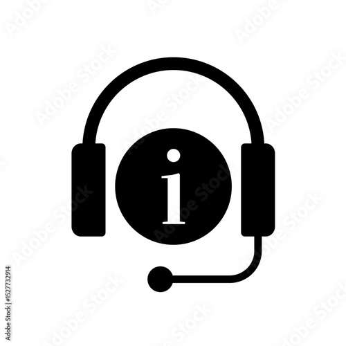 Hotline, helpdesk, headphones — flat vector icon