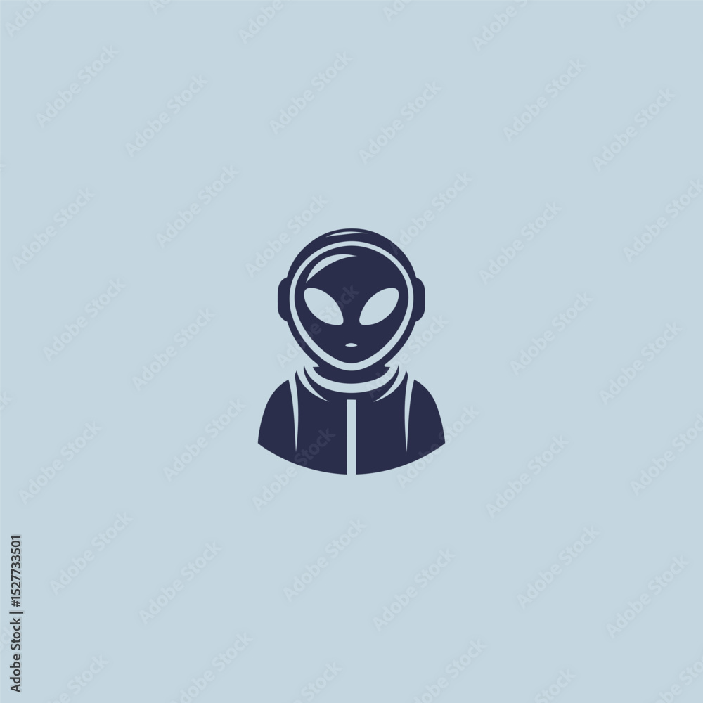 Alien astronaut logo in fun and creative illustration style. Alien astronaut logo in fun and creative illustration style.