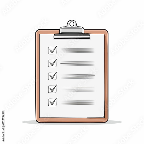 Vector illustration of a clipboard with a checklist and check marks completed.