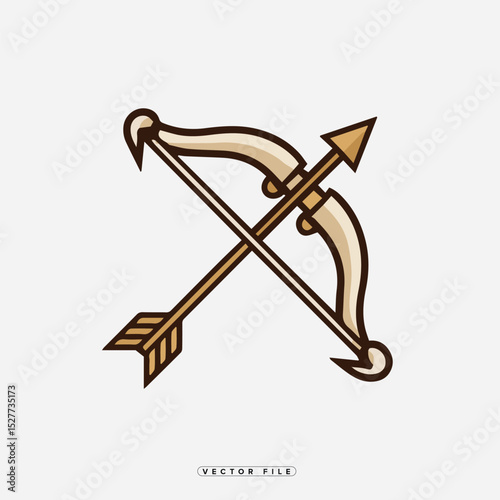 Stylized Bow and Arrow Illustration on White Background for Design Use