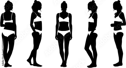 woman in underwear. flat vector silhouette
