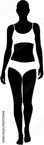 woman in underwear. flat vector silhouette
