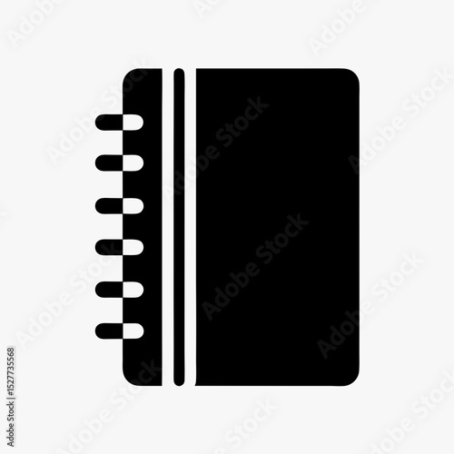 Spiral notebook icon in black silhouette style on white background
