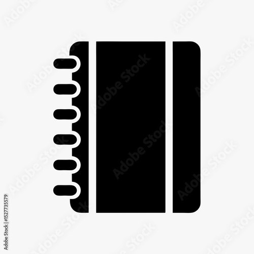 Spiral notebook icon in black silhouette style on white background
