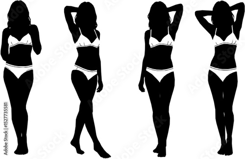 woman in underwear. flat vector silhouette
