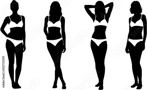 woman in underwear. flat vector silhouette
