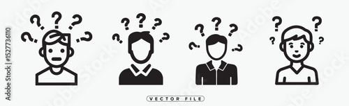 People with Question Marks Vector Icons Representing Confusion and Uncertainty