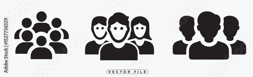 People Icon Set Representing Teamwork Community and Social Connection