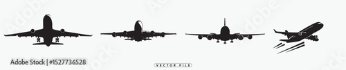 Airplane Silhouette Collection Commercial Aircraft Jet Aviation and Travel Icons