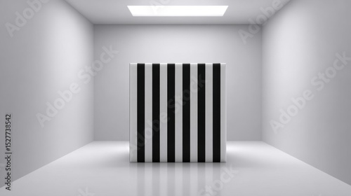 Zebra abstract art with black and white stripe patterns in a minimalist environment for modern animal design