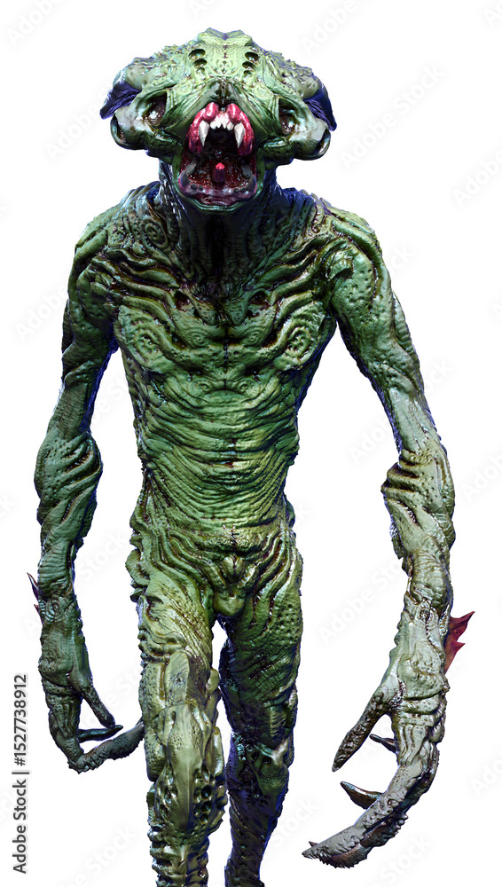 Fototapeta premium 3D Rendering Green Alien on White