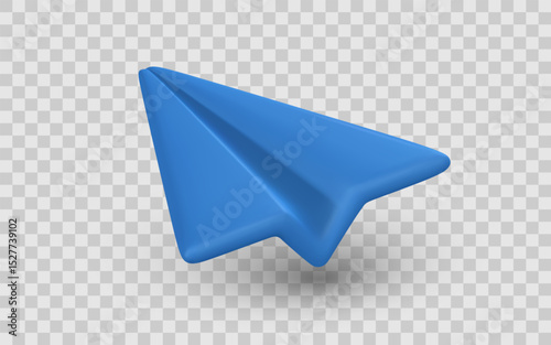Blue Paper Plane Icon on Transparent Background, Perfect for Communication, Message, or Send Button UI Design. Clean and Minimal Vector Illustration