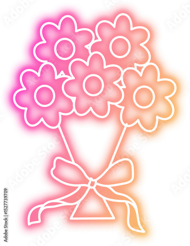 Bouquet Flower Neon Sign Icon