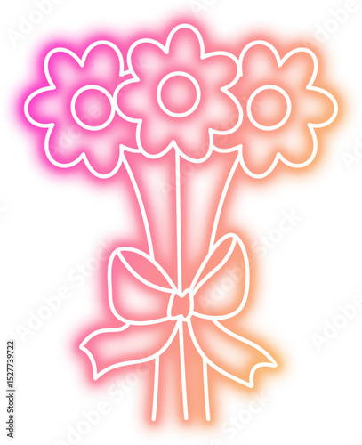 Bouquet Flower Neon Sign Icon