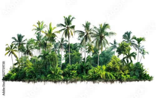 Lush tropical forest with palm trees and green foliage