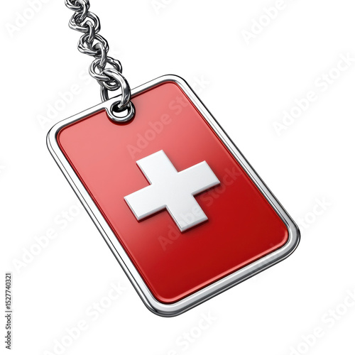 Swiss cross keychain vector on transparent background symbol of Switzerland medical and healthcare