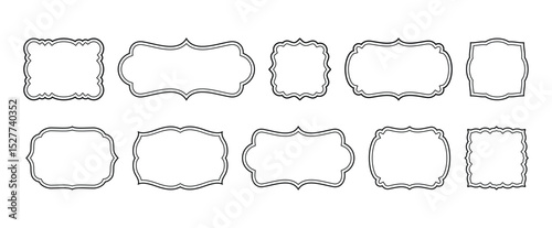 Black Curvy Frame Cliparts Two Outline Set