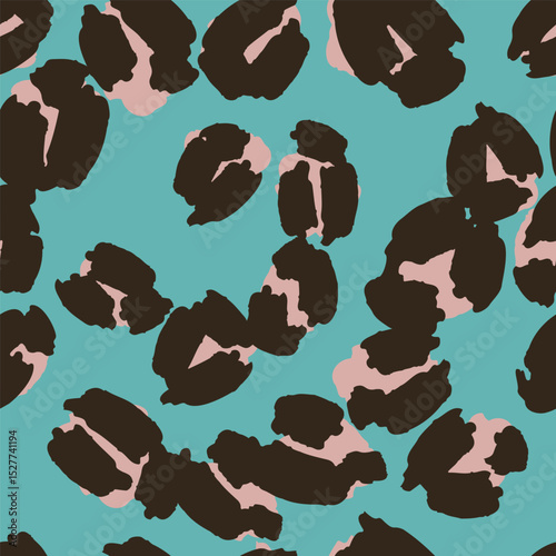 Leopard spots seamless pattern design. Vector blue background, wallpaper, wrapping paper, fabric, print