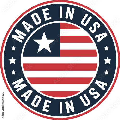 Made in USA Patriotic Logo with American Flag Design and White Star Centered