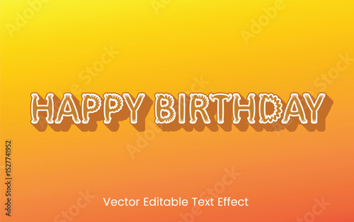 Illustration of happy birthday with beautiful calligraphy,  Editable text effect in kids happy birthday style
