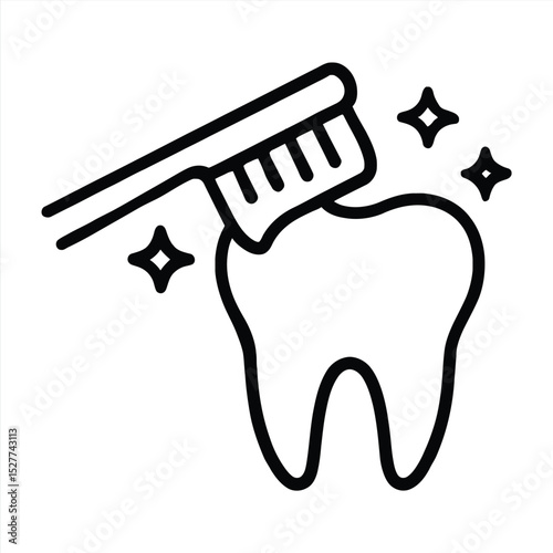 Oral Care: A simple yet striking illustration that captures the essence of oral hygiene, the image portrays a sparkling clean tooth being brushed with a toothbrush.