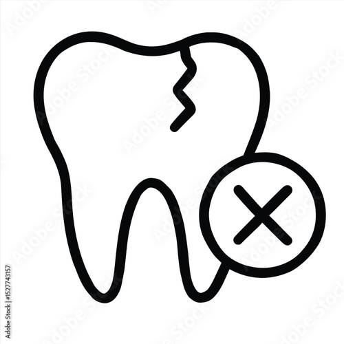 Dental Crisis Icon: Illustrative icon representing a fractured tooth. The icon shows the fragility of dental health issues, emphasizing the need for care and attention.