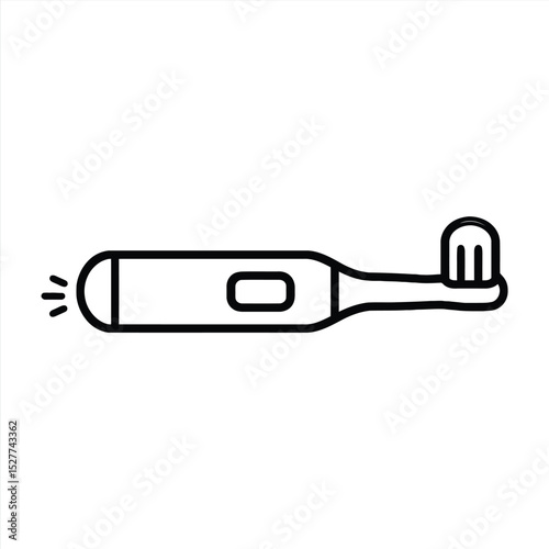 Modern Oral Hygiene: A minimalistic monochrome illustration showcases an electric toothbrush, symbolizing modern dental care, technology, and the pursuit of pristine oral health.
