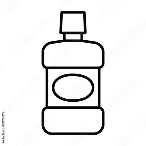 Mouthwash Bottle Icon: A clean, crisp outline of a mouthwash bottle, designed for graphic use and medical purposes.