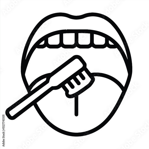 Oral Hygiene: Conceptual illustration, depicting the use of toothbrush cleaning tongue and the comprehensive process of oral care. Enhancing dental health, focus on detail.