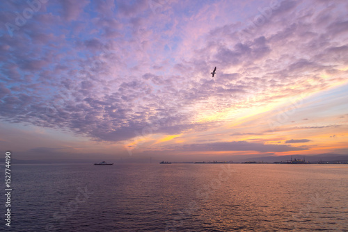 clouds and sunrise over the marmara sea, izmit