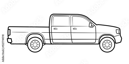 Four-door pickup truck side view – stock outline illustration