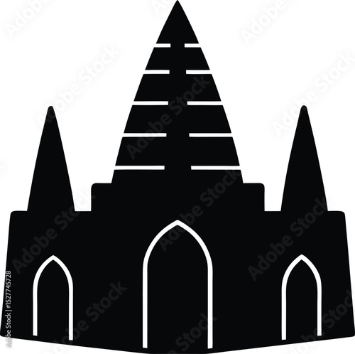 African Style Mosque with Earthen Architecture vector silhouette illustration