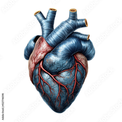 Realistic Heart Illustration Graphic Cardiovascular Health Anatomy Biology on transparent background