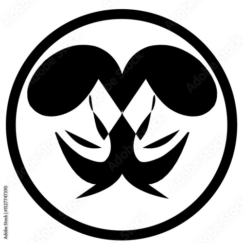 Abstract Black Symbol on White Circle