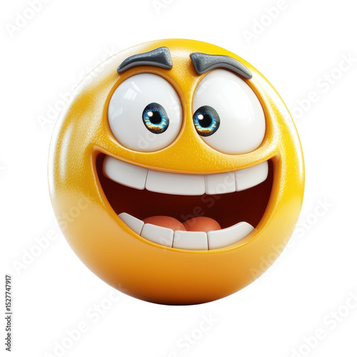 Joyful Emoji Smile Face Expressing Happiness and Excitement with Cartoon on transparent background