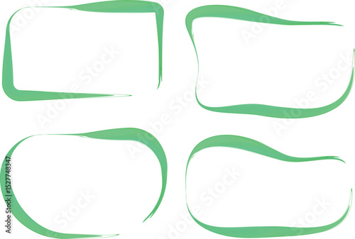 green painted curve geometrical frames shapes
