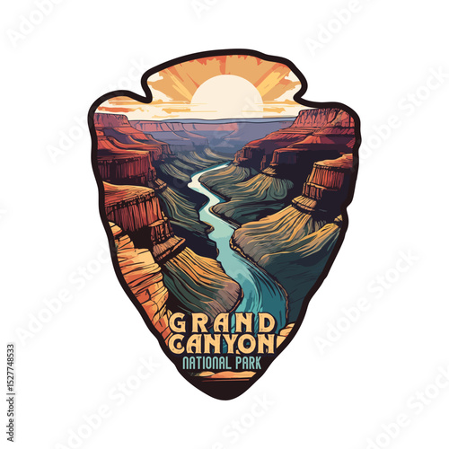 Vintage Grand Canyon USA National park, Retro National park, United States of America National Park, national park service